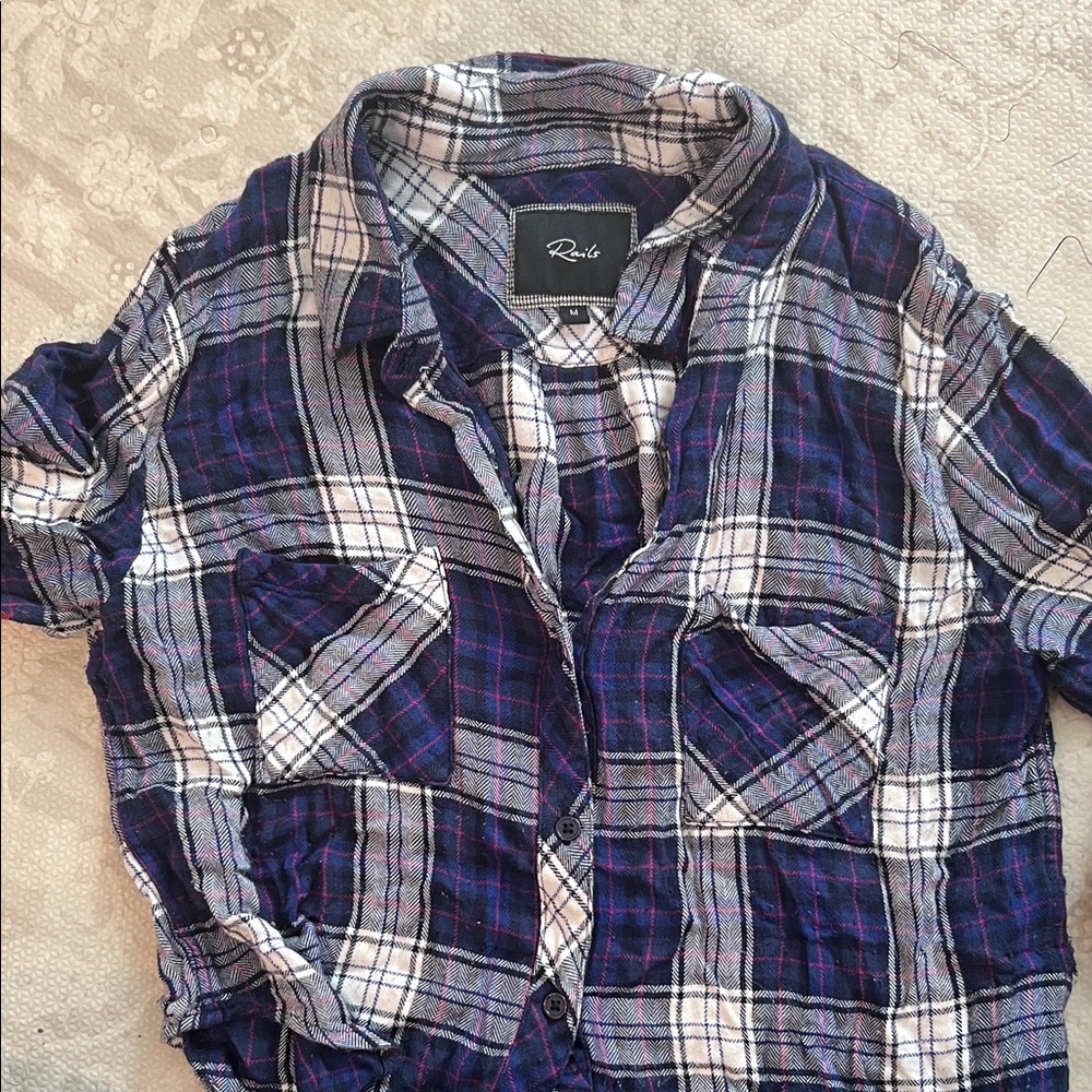 Rails Navy and White Checkered Shirt
